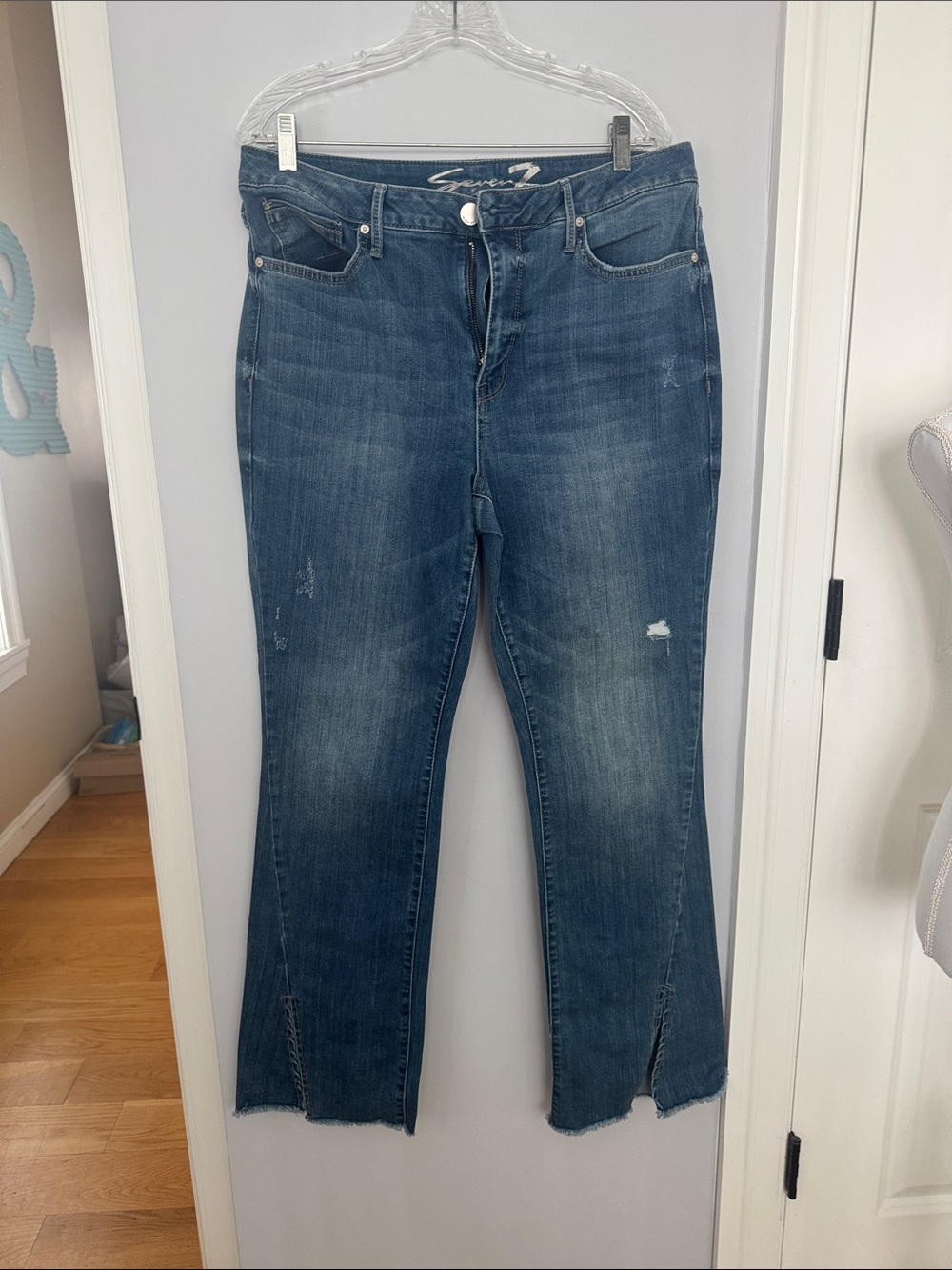 Seven7 Women's High Rise Micro Boot Jeans with Subtle Distressing